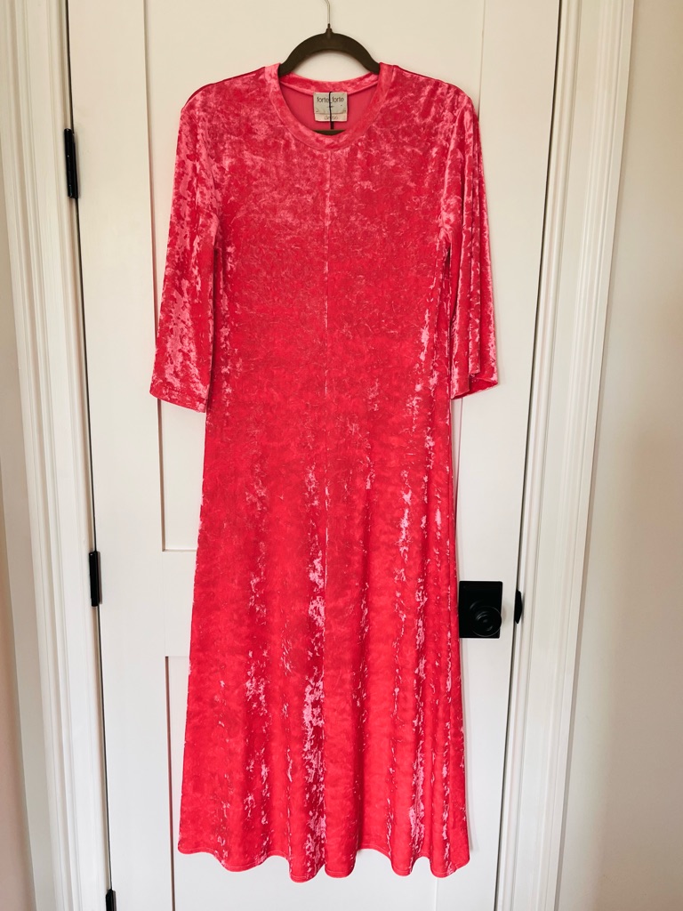 Forte Forte Crushed Velvet Midi Dress In Electric Coral Pink